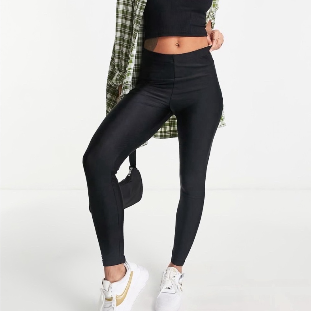 ASOS Design Disco Black Leggings Size 0